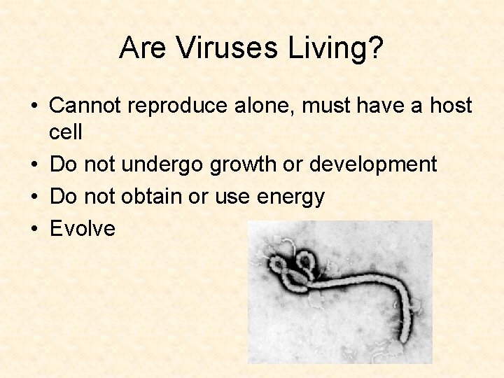 Are Viruses Living? • Cannot reproduce alone, must have a host cell • Do