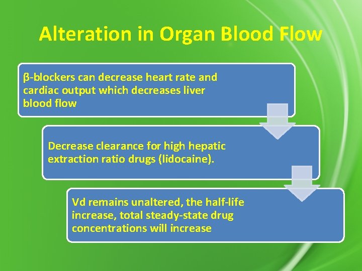 Alteration in Organ Blood Flow β-blockers can decrease heart rate and cardiac output which