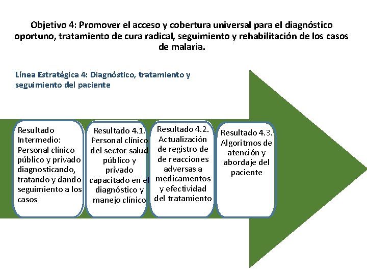 Objetivo 4: Promover el acceso y cobertura universal para el diagnóstico oportuno, tratamiento de