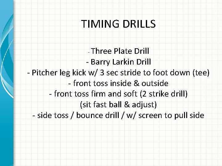 TIMING DRILLS Three Plate Drill - Barry Larkin Drill - Pitcher leg kick w/