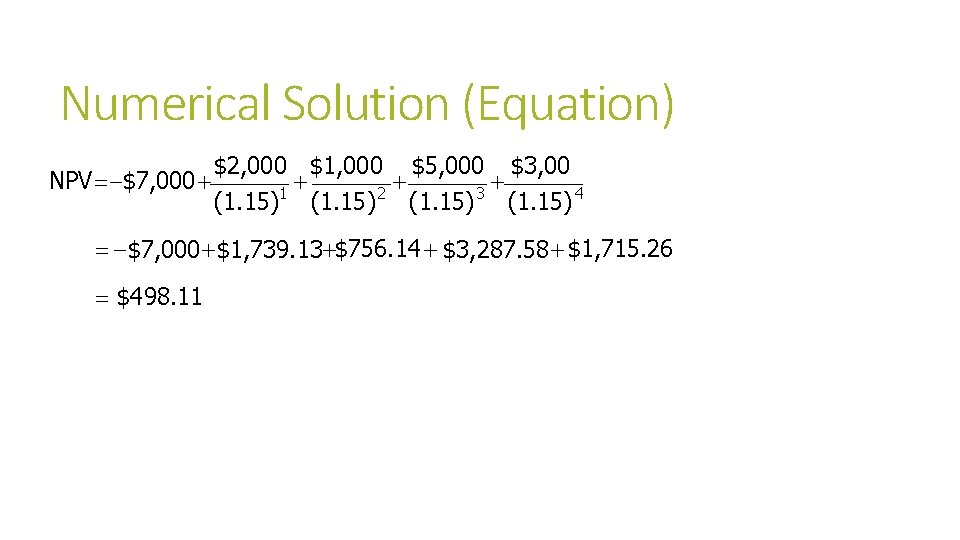 Numerical Solution (Equation) $2, 000 $1, 000 $5, 000 $3, 00 + + +