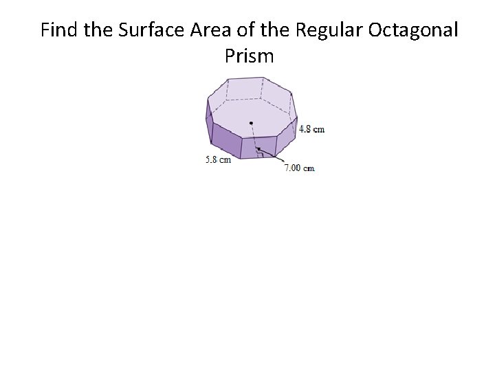 Find the Surface Area of the Regular Octagonal Prism 