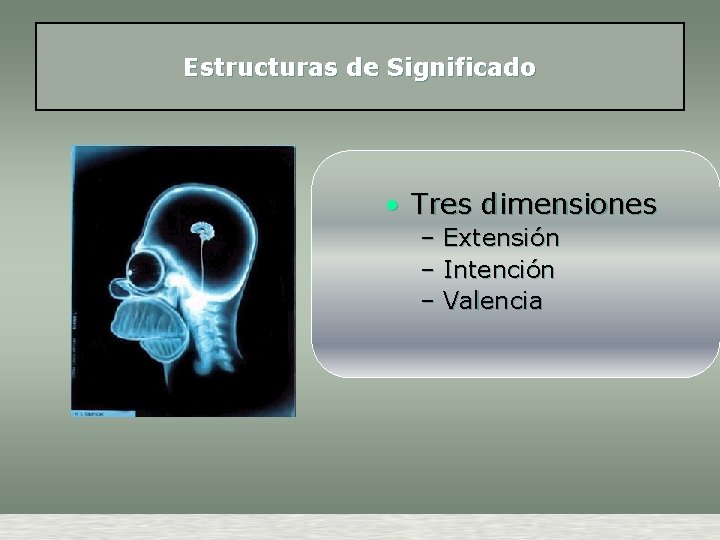 Estructuras de Significado • Tres dimensiones – Extensión – Intención – Valencia 