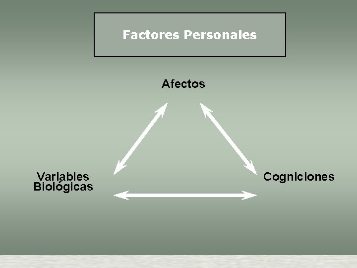 Factores Personales Afectos Variables Biológicas Cogniciones 