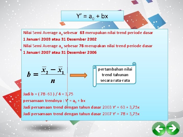Y’ = a 0 + bx Nilai Semi Average ao sebesar 63 merupakan nilai