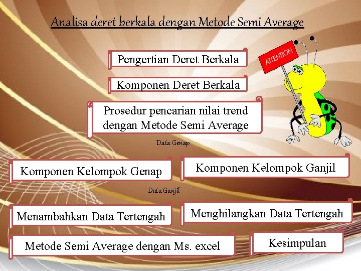 Analisa deret berkala dengan Metode Semi Average Pengertian Deret Berkala Komponen Deret Berkala Prosedur