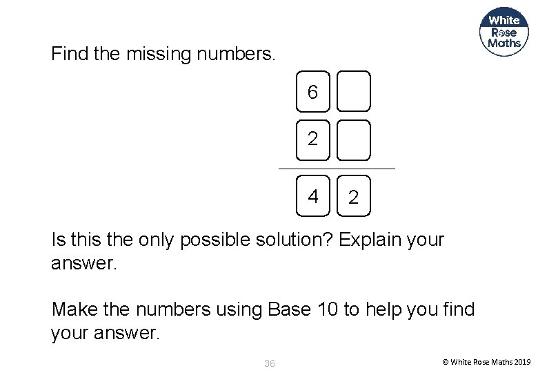 Find the missing numbers. 6 2 4 2 Is this the only possible solution?