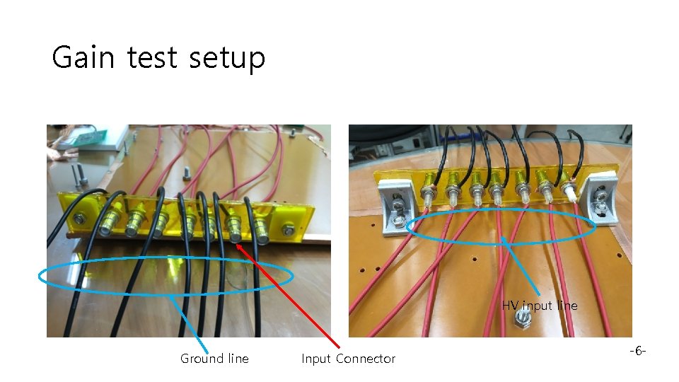 Gain test setup HV input line Ground line Input Connector -6 - 