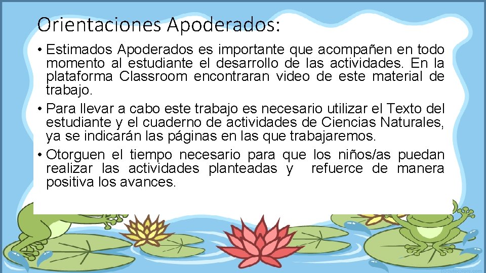 Orientaciones Apoderados: • Estimados Apoderados es importante que acompañen en todo momento al estudiante