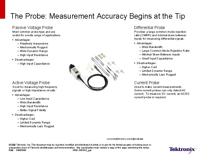 The Probe: Measurement Accuracy Begins at the Tip Passive Voltage Probe Differential Probe Most