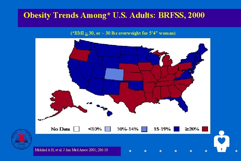 Obesity Trends Among* U. S. Adults: BRFSS, 2000 (*BMI > 30, or ~ 30