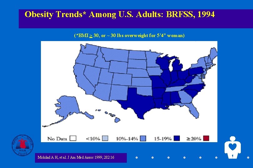 Obesity Trends* Among U. S. Adults: BRFSS, 1994 (*BMI > 30, or ~ 30