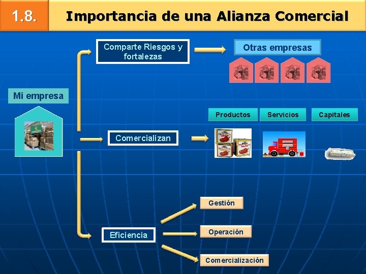 1. 8. Importancia de una Alianza Comercial Comparte Riesgos y fortalezas Otras empresas Mi