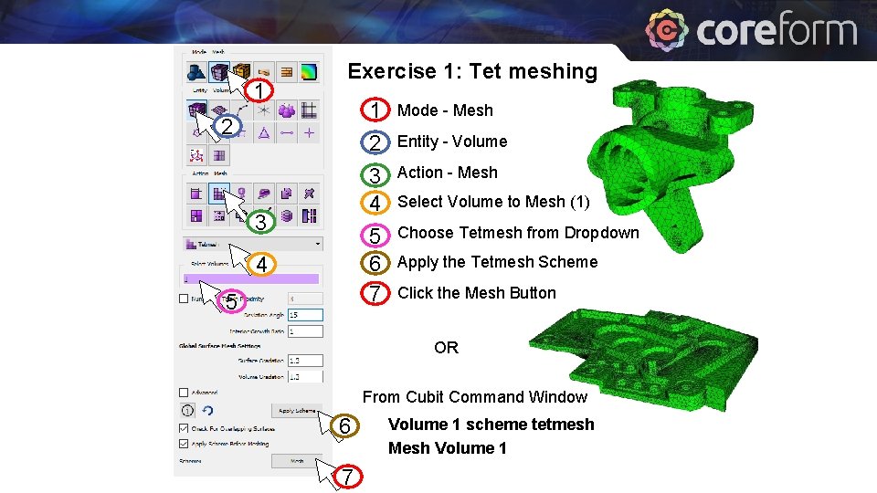 1 Exercise 1: Tet meshing 2 3 4 5 1 Mode - Mesh 2