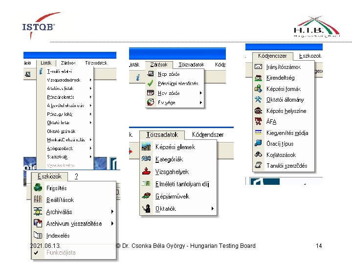 2021. 06. 13. © Dr. Csonka Béla György - Hungarian Testing Board 14 