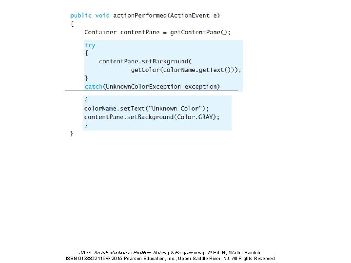 JAVA: An Introduction to Problem Solving & Programming, 7 th Ed. By Walter Savitch