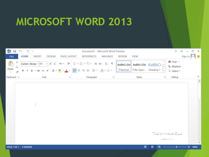 MICROSOFT WORD 2013 