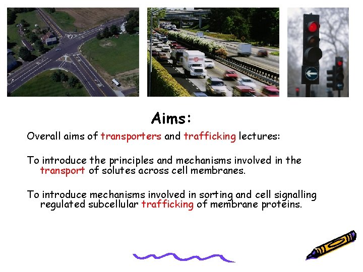 Aims: Overall aims of transporters and trafficking lectures: To introduce the principles and mechanisms