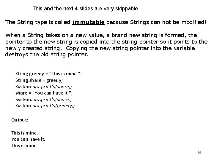 This and the next 4 slides are very skippable The String type is called This and the next 4 slides are very skippable The String type is called