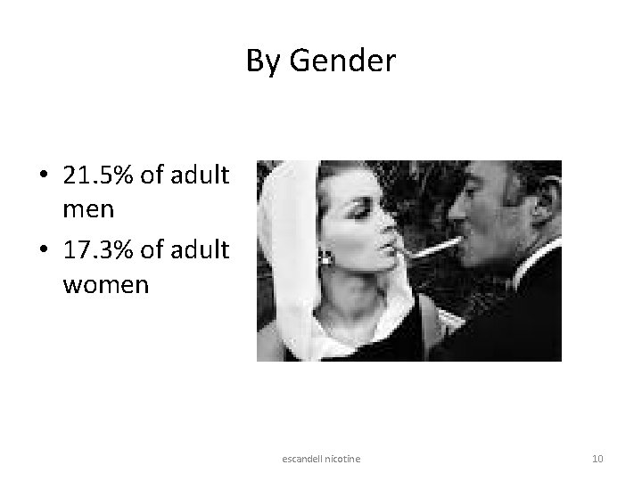 By Gender • 21. 5% of adult men • 17. 3% of adult women