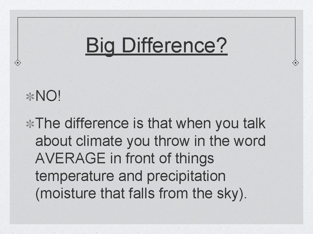 Big Difference? NO! The difference is that when you talk about climate you throw