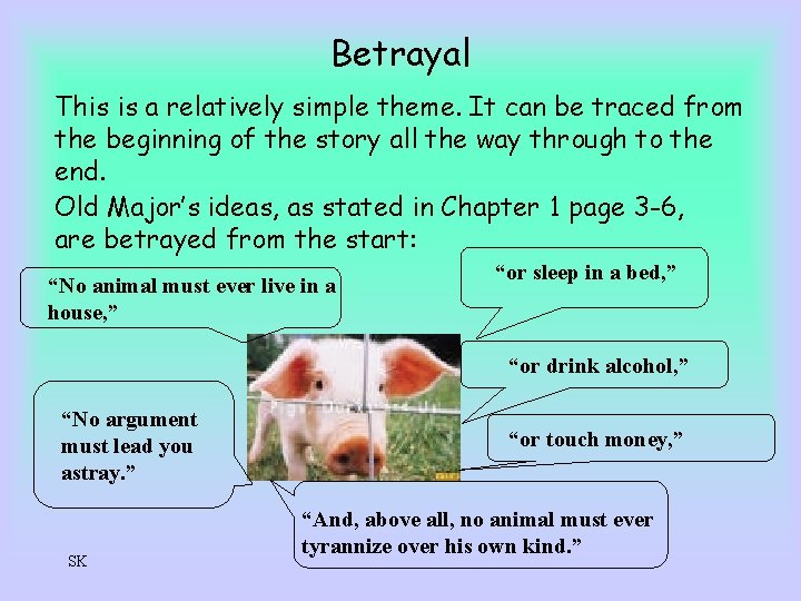 Betrayal This is a relatively simple theme. It can be traced from the beginning