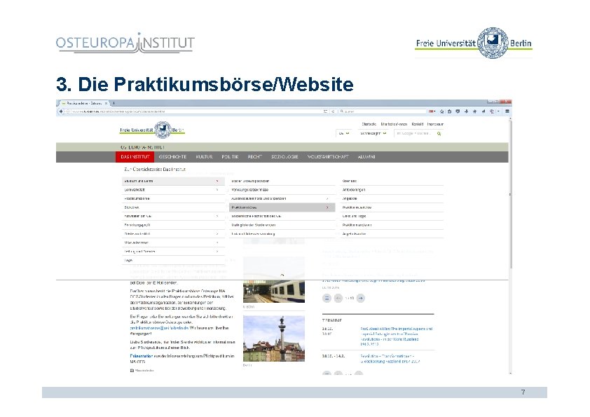 3. Die Praktikumsbörse/Website 7 