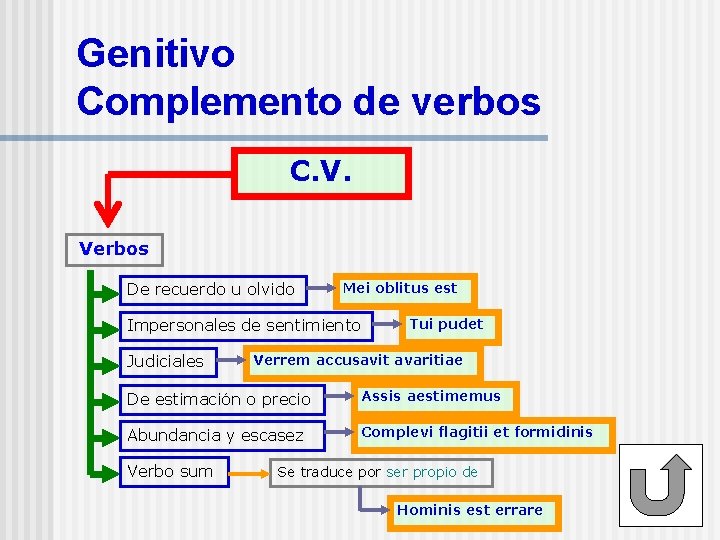 Genitivo Complemento de verbos C. V. Verbos De recuerdo u olvido Mei oblitus est