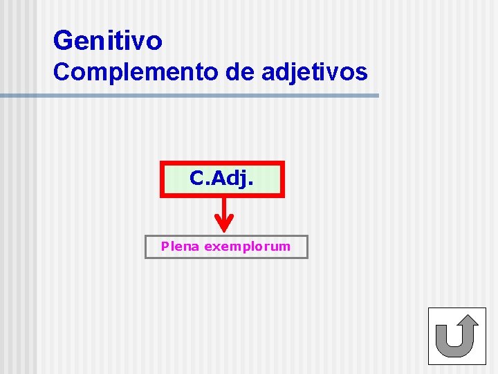 Genitivo Complemento de adjetivos C. Adj. Plena exemplorum 