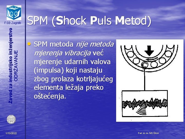 Zavod za industrijsko inženjerstvo ODRŽAVANJE FSB Zagreb 1/13/2022 SPM (Shock Puls Metod) • SPM