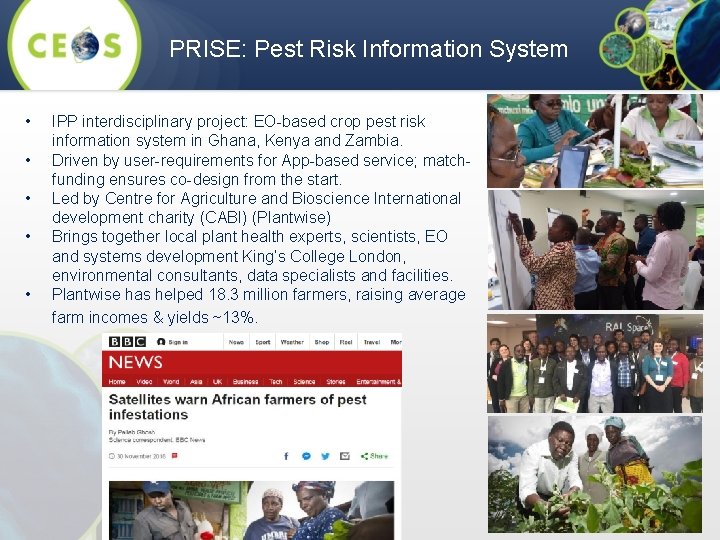 PRISE: Pest Risk Information System • • • IPP interdisciplinary project: EO-based crop pest