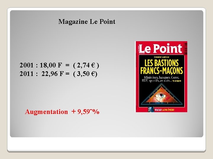 Magazine Le Point 2001 : 18, 00 F = ( 2, 74 € )