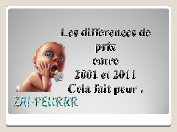 Les différences de prix entre 2001 et 2011 Cela fait peur. 