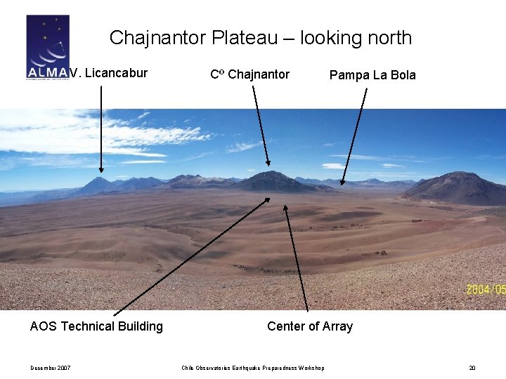 Chajnantor Plateau – looking north V. Licancabur AOS Technical Building December 2007 Cº Chajnantor