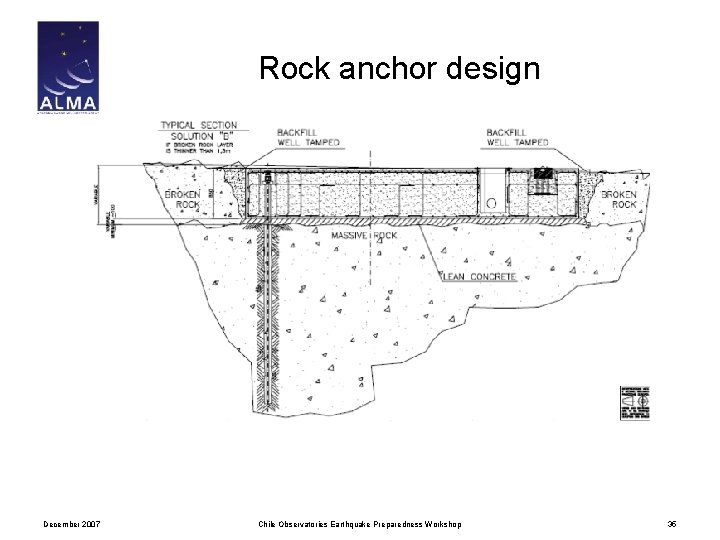 Rock anchor design December 2007 Chile Observatories Earthquake Preparedness Workshop 35 