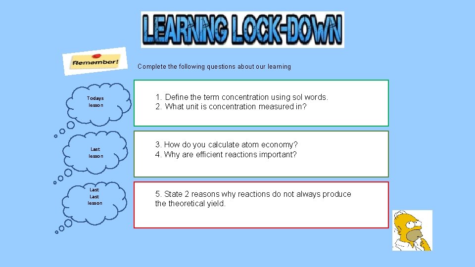Complete the following questions about our learning Todays lesson 1. Define the term concentration