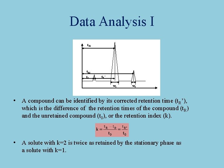 Data Analysis I t. R 1 t. R 2 t 0 t. R’ w