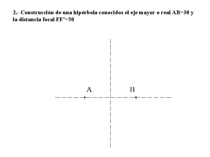 2. - Construcción de una hipérbola conocidos el eje mayor o real AB=30 y
