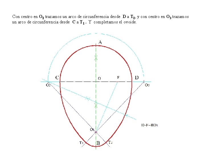Con centro en O 2 trazamos un arco de circunferencia desde D a T