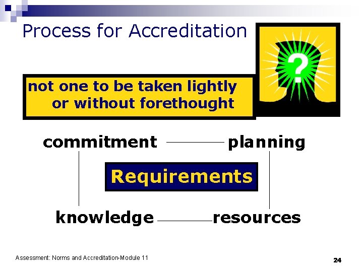 Process for Accreditation not one to be taken lightly or without forethought commitment planning