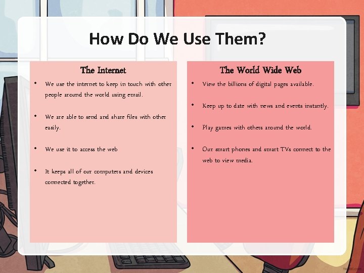 How Do We Use Them? The Internet • We use the internet to keep