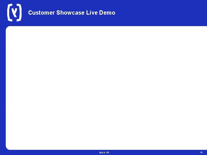 Customer Showcase Live Demo hybris AG • 10 