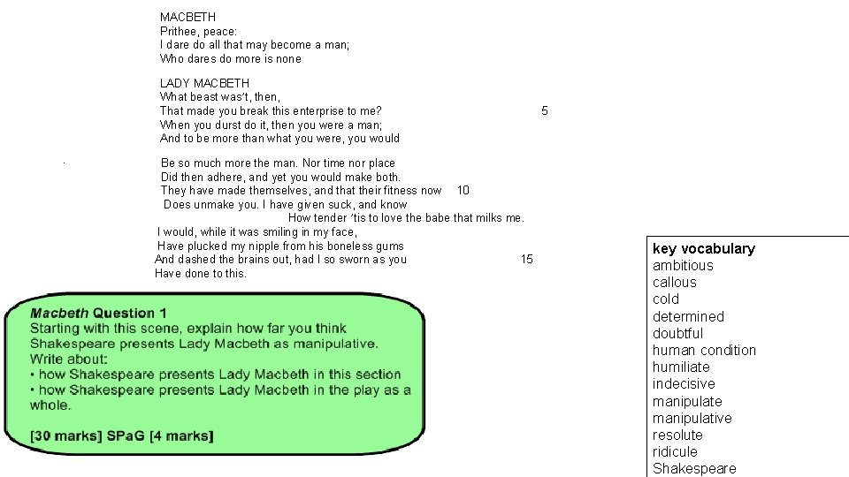 MACBETH Prithee, peace: I dare do all that may become a man; Who dares