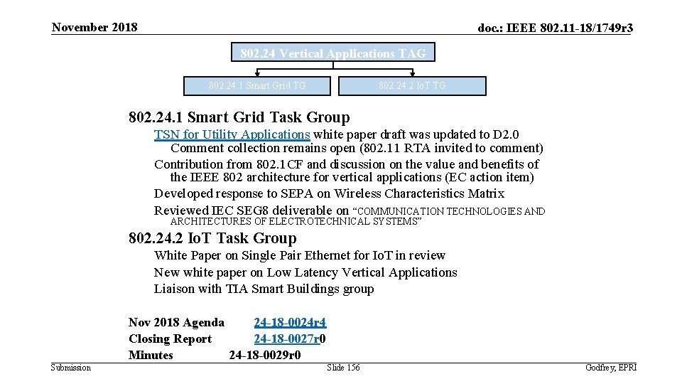 November 2018 doc. : IEEE 802. 11 -18/1749 r 3 802. 24 Vertical Applications