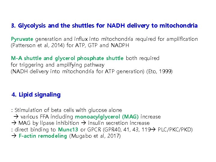 3. Glycolysis and the shuttles for NADH delivery to mitochondria Pyruvate generation and influx