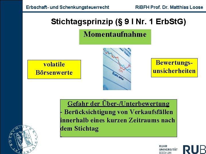 Erbschaft- und Schenkungsteuerrecht Ri. BFH Prof. Dr. Matthias Loose Stichtagsprinzip (§ 9 I Nr.