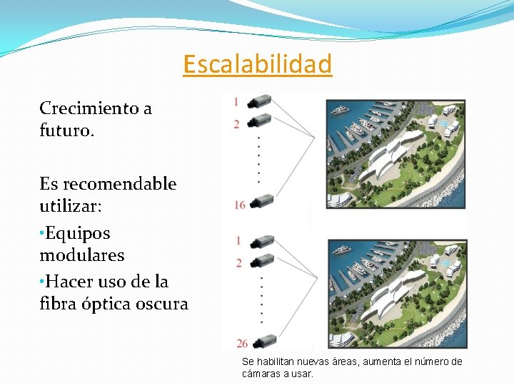 Escalabilidad Crecimiento a futuro. Es recomendable utilizar: • Equipos modulares • Hacer uso de