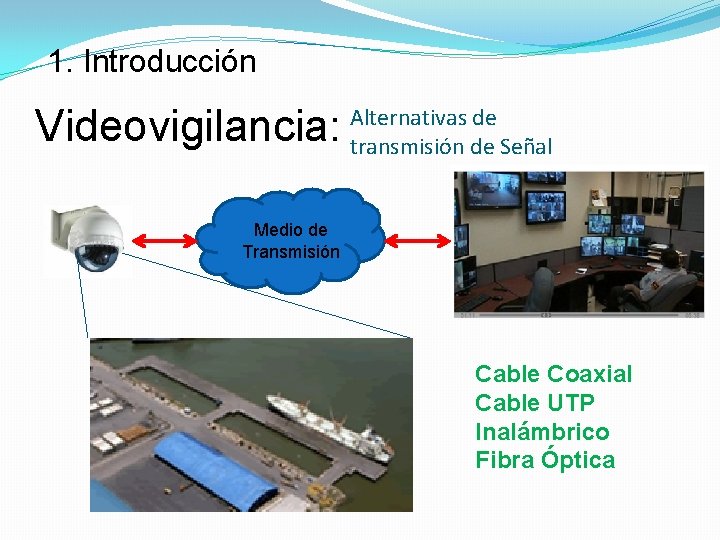 1. Introducción Videovigilancia: Alternativas de transmisión de Señal Medio de Transmisión Cable Coaxial Cable