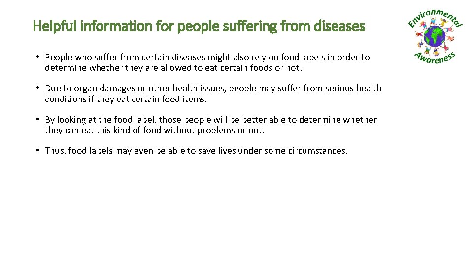 Helpful information for people suffering from diseases • People who suffer from certain diseases