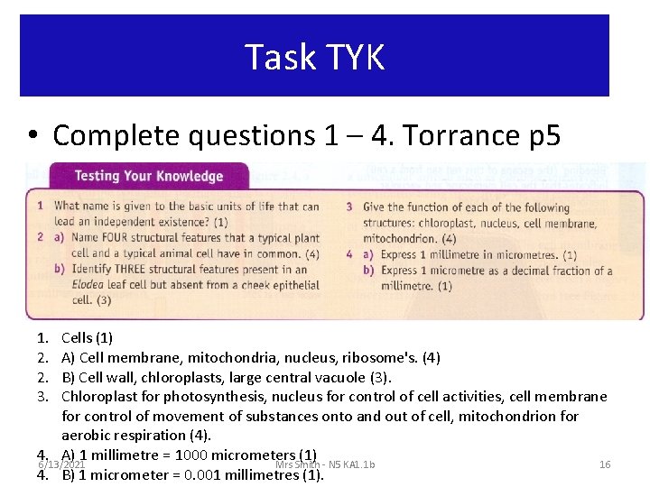 Task TYK • Complete questions 1 – 4. Torrance p 5 1. 2. 2.